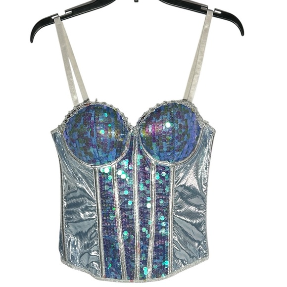 Amscan Blue Sequin Bustier Corset Top Ice Princess Fairy Size S/M Halloween - Picture 2 of 5